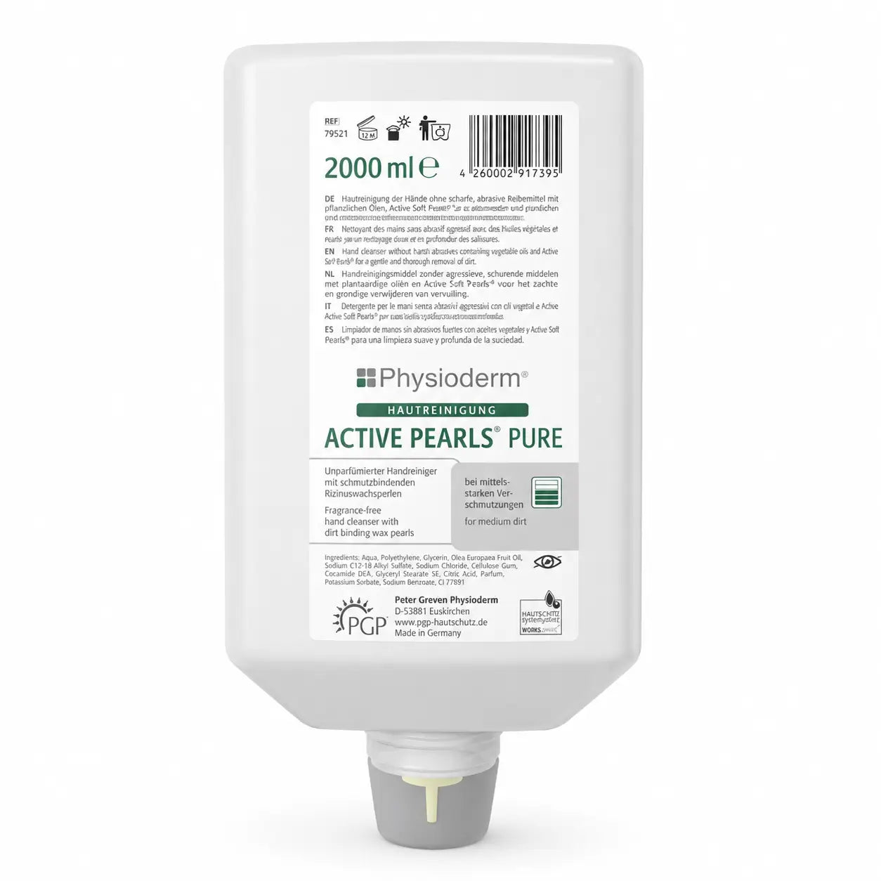 PHYSIODERM Active Pearls Pure Handreiniger unparfümiert 2 l Varioflasche