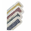 Arcora flachpressmopp hospital hygiene loop 40cm mit plüschigem, strukturiertem kopf und bunten streifen in gelb rot grün und marineblau