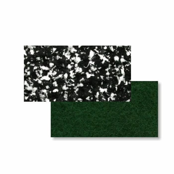 Darkgrünes Filzmaterial mit kontrastierendem schwarz-weiß gesprenkeltem Muster ARCORA PU-Pad System Minipad 80x120x25 mm