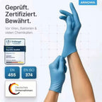 Arnomed nitril-handchuhe einweghandschuhe blau aus latex, zertifiziert zum schutz vor viren und bakterien, 100 stück