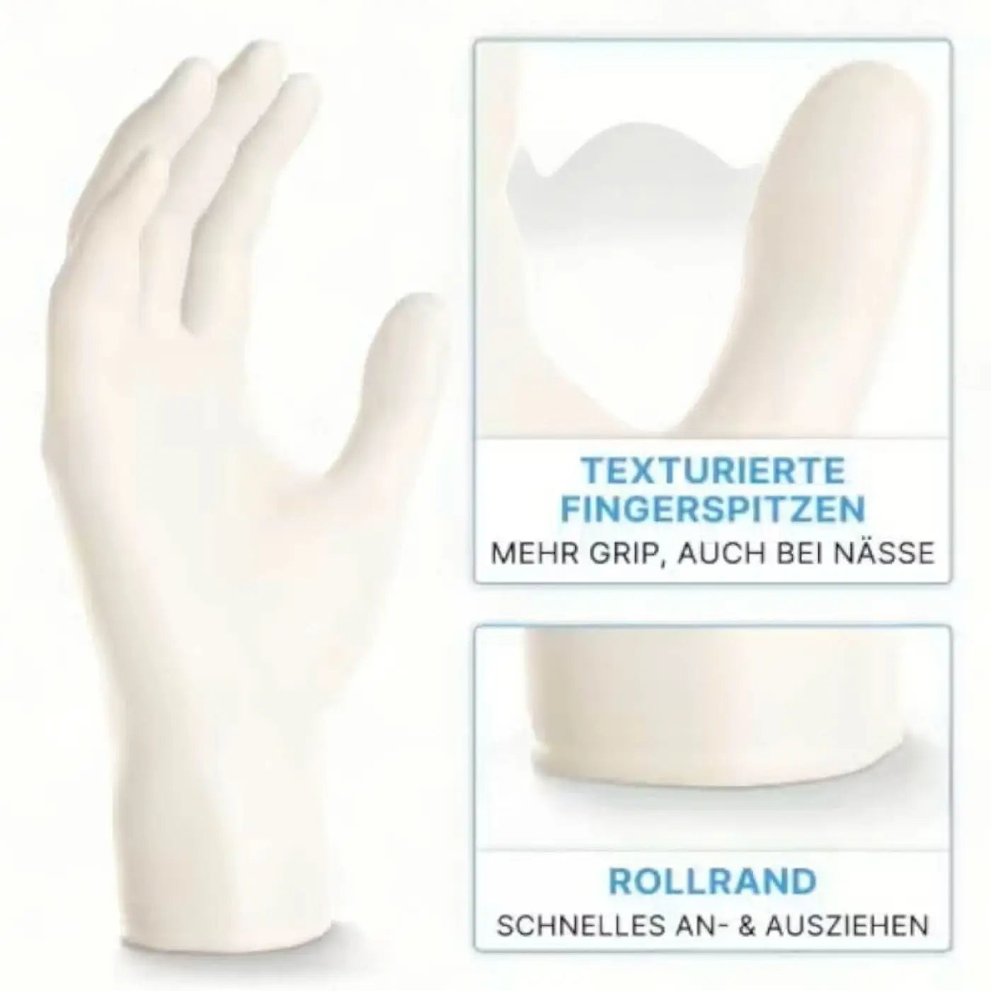 Arnomed puderfreie weiße nitril-handschuhe mit strukturierter griffoberfläche und rollbündchen 200 stück