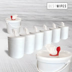 Weiße plastik wipes entsnahmebox mit rotem klappdeckel und griff für 400+750er feuchttücher