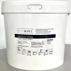 Weißer plastikbehälter best wipes mit dunkelblauem banner und anleitungsdiagrammen für 400+750er wipes