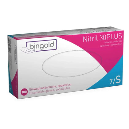Guanti monouso BINGOLD Nitrile 30PLUS blu cobalto senza polvere 100 pezzi