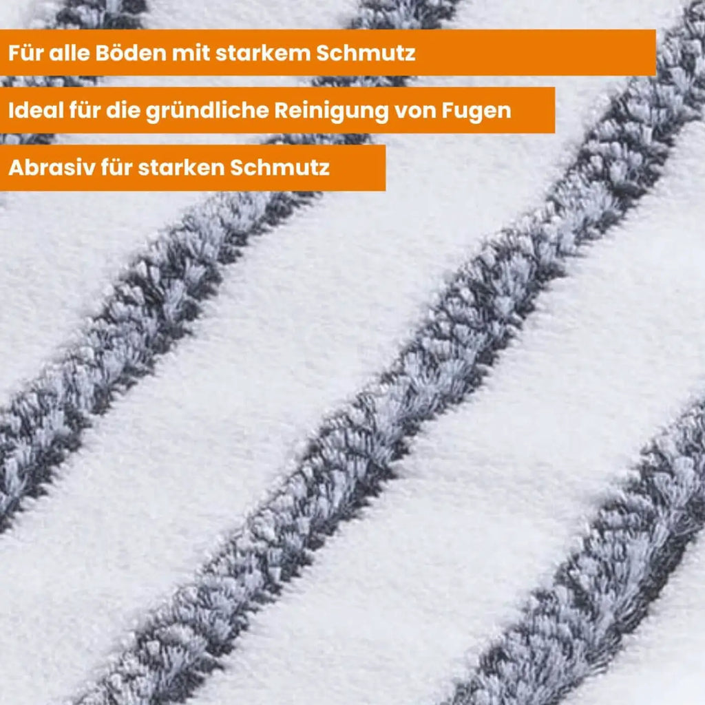 Weiß-grauer gestreifter scheuerschwamm mit strukturierter abrasiver oberfläche für bodenwischer profi-set schmutzbrecher 40 cm