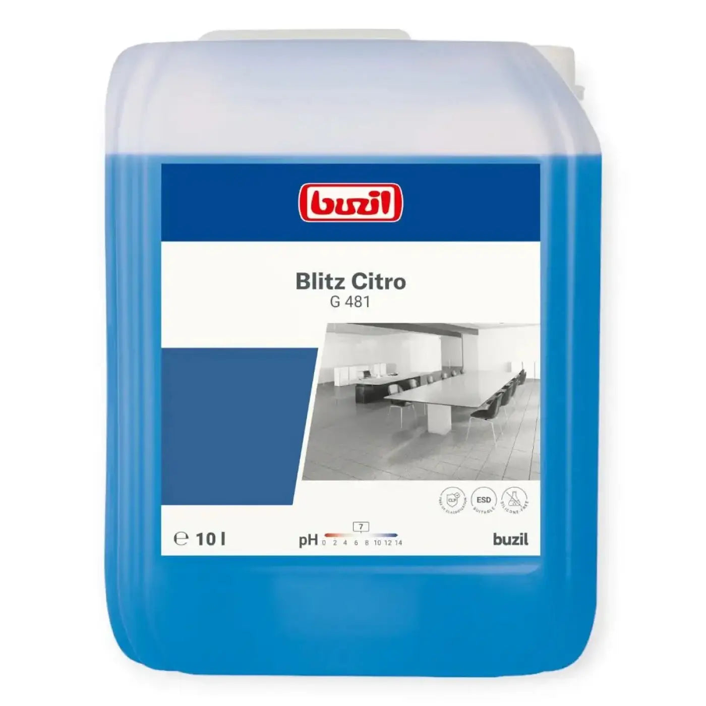 Blaue plastikkanister buzil blitz citro alkoholreiniger mit zitronenduft 10 liter für reinigung