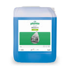 Blauer plastikbehälter mit buzil vamat rinser s p 949 klarspüler reinigungslösung