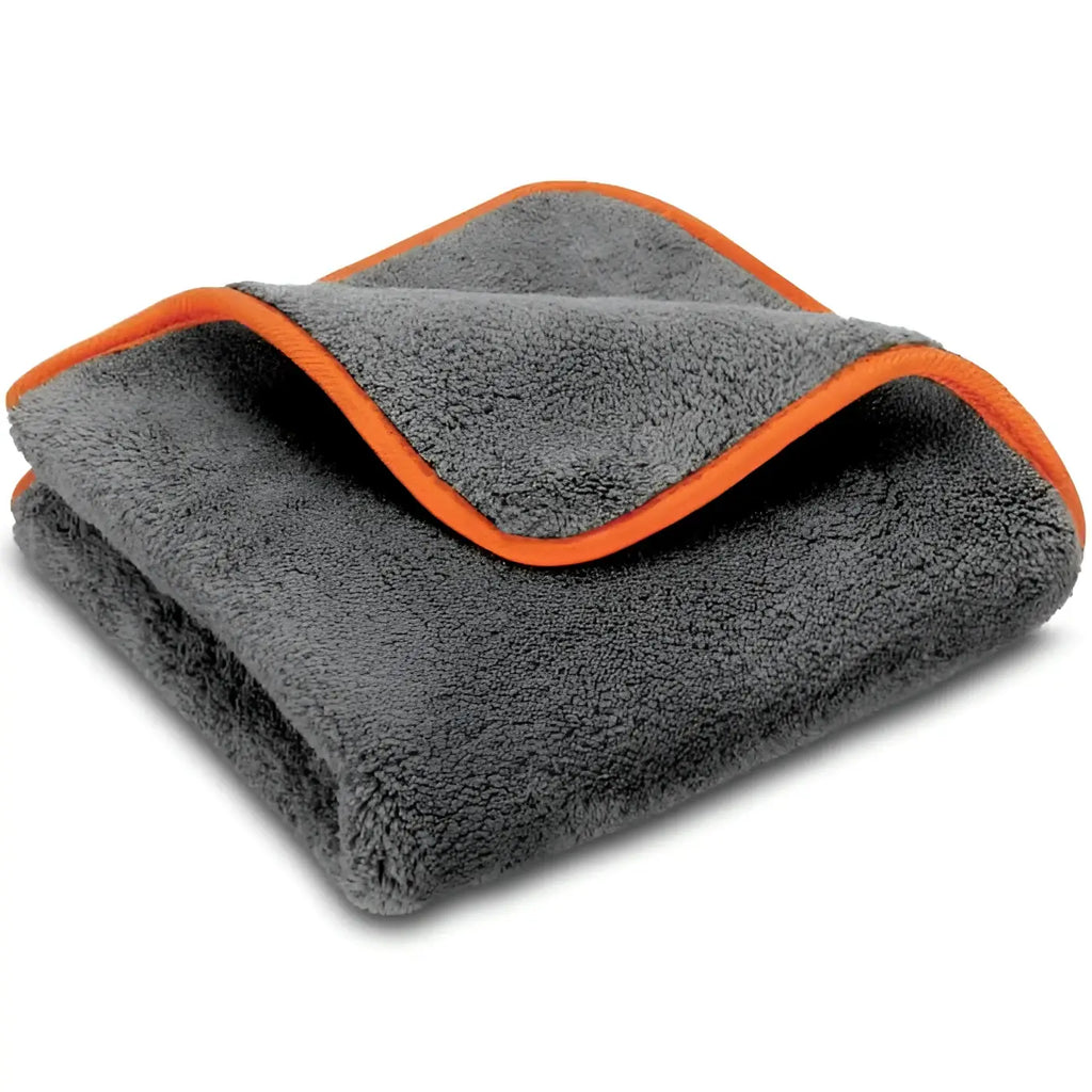 Clendo auto-poliertuch premium graues mikrofasertuch mit leuchtend orangefarbenem rand für autopflege