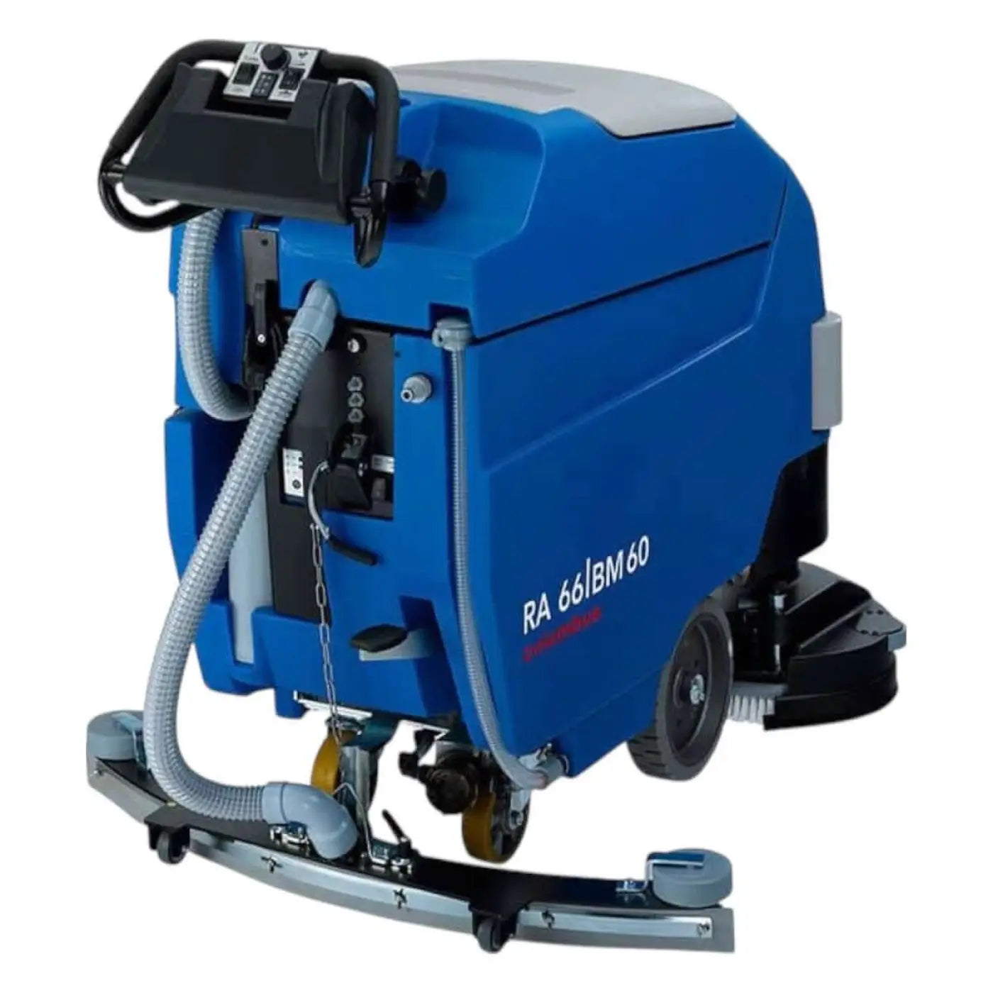 Blauer industrieller bodenreinigungsautomat columbus ra 66 bm 60 ind mit grauen akzenten und bedienfeld oben
