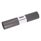 A roll of deiss standard 30 liter dark gray hdpe durable plastic trash bags with a white label
