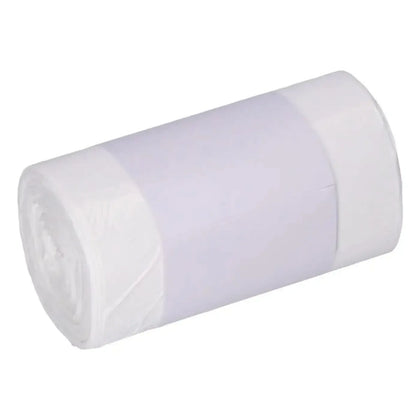 Ein roll klarer plastikmüllbeutel 30 liter ldpe weiß von deiss standard sauber aufgerollt und versiegelt