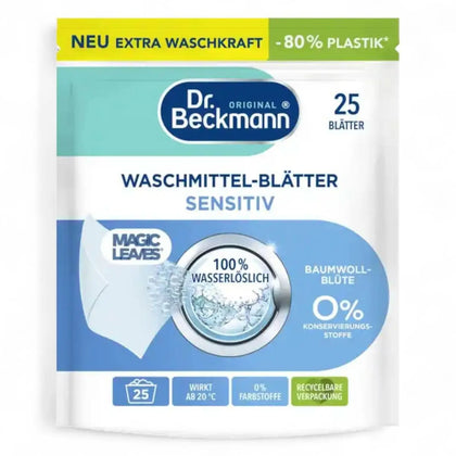 DR. BECKMANN Foglietti di Detersivo Magic Leaves Sensitiv 25 lavaggi