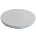 Weißes rundes easy clean hd+ melamin-maschinenpad mit strukturierter faseroberfläche und konzentrischer mittleren eindellung