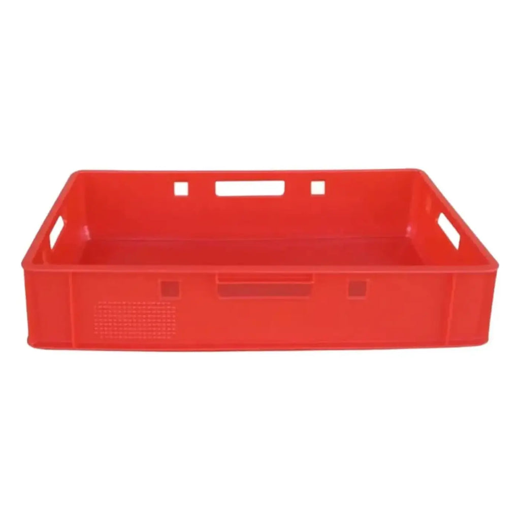 Rote eurobox stapelbox 60x40x12,5 cm aus hdpe mit integrierten griffen und strukturierten seitenpanelen
