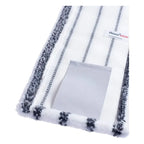 Weiß-grauer microfiber mopkopf mit strukturierter, flauschiger kante für floorstar microfasermopp thenufil forte lasche