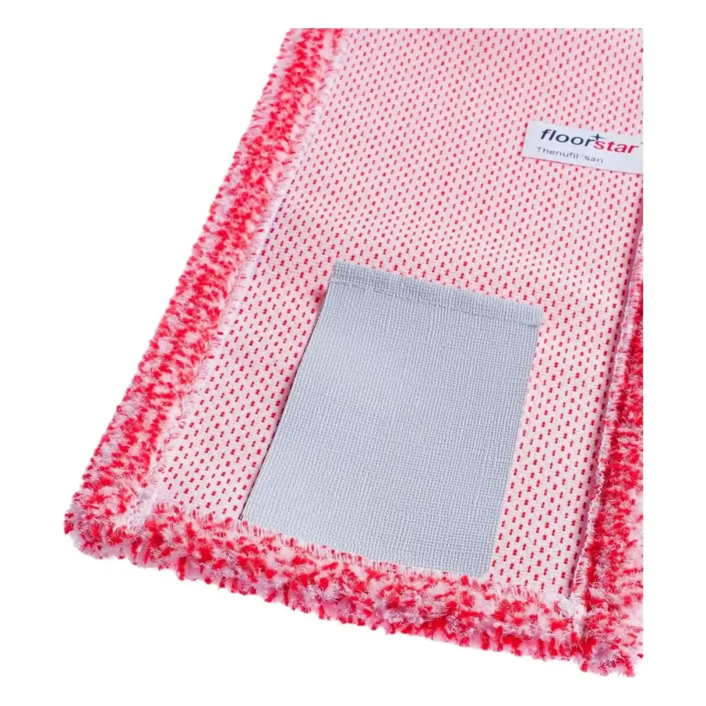 Pink strukturierter floorstar microfasermopp thenufil san lasche mit flauschigem fransenrand und grauem klebepad