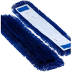 Floorstar staubwischmopp acryl mit blauem mikrofaserwischkopf, weißem stoffriemen und blauen kunststoffverschlüssen