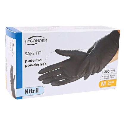 Hygonorm "Safe Fit" guanti in nitrile nero, 200 pezzi