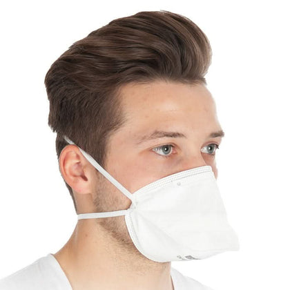 HygoStar Maschera respiratoria FFP2 pieghevole orizzontale con elastico per la testa, 10 pezzi