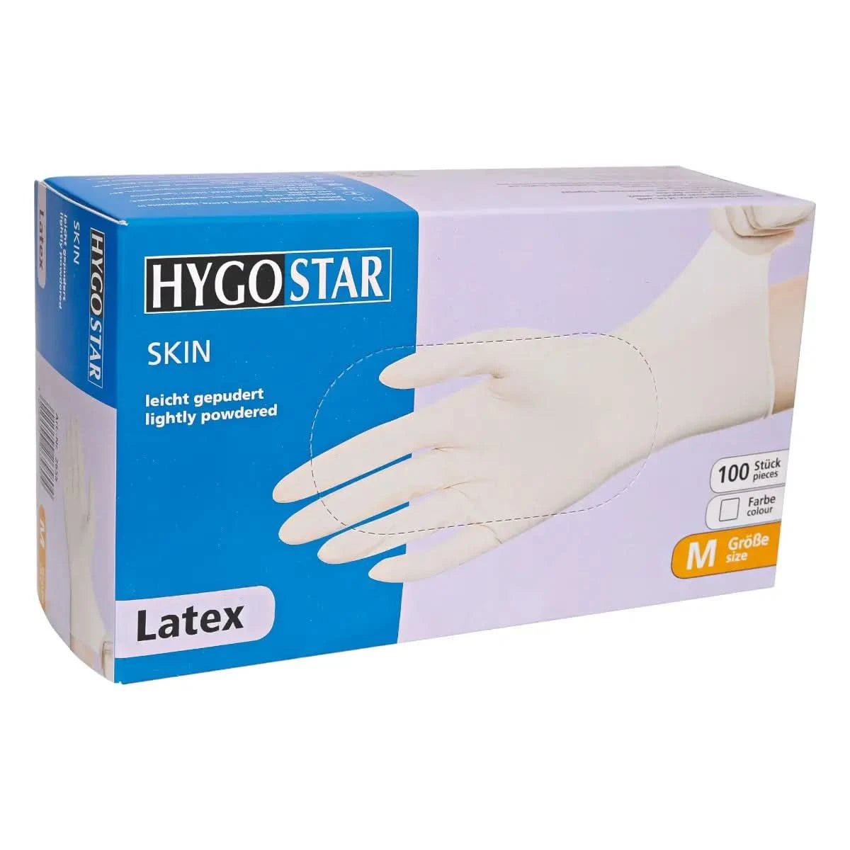 Hygostar Latex-Handschuhe "Skin" Weiß 100 Stück.