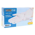 Eine box hygo star pulverfreie nitrilhandschuhe weiß größe m mit 100 stück hygienisch sicher