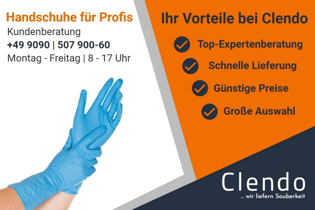 Hygostar safe long nitril handschuhe schwarz 100 stück gezeigt an hand mit blauen latexhandschuhen
