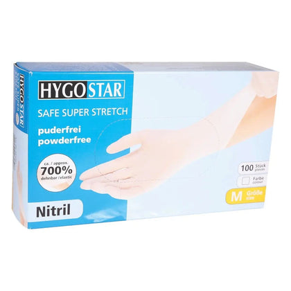 Hygostar "Safe Super Stretch" Guanti in nitrile bianchi, 100 pezzi
