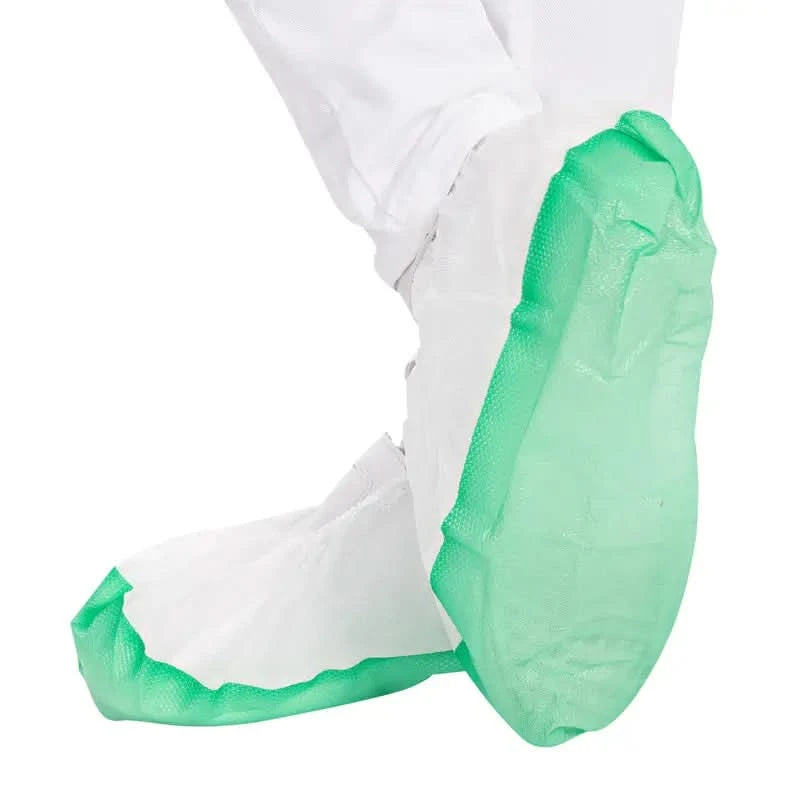 Hygostar überschuhe safe pp grün und weiß mit rutschfester strukturierte sole 25 paar disposable schutzüberzüge