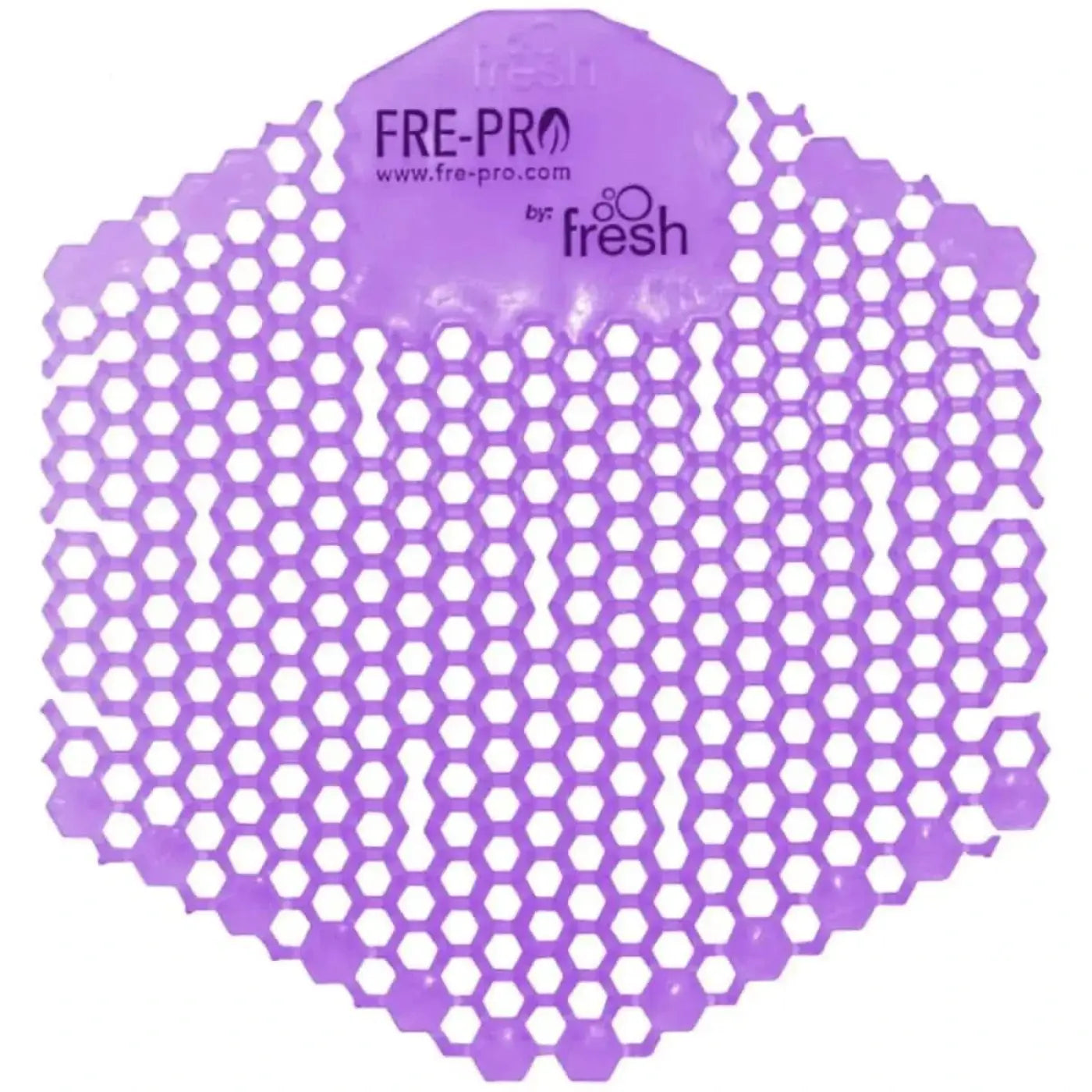 Lila sechseckige fre-pro frische geruchskontrollmatte für die frepro wave 3d urinaleinlage urinalsieb mit duft