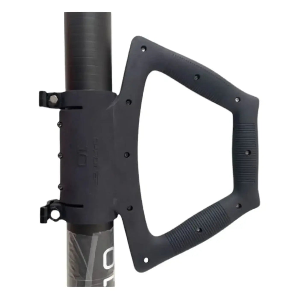Black ergonomischer gardiner haltegriff mit schnellspanner und texturierter griffoberfläche zur sicheren befestigung am element 10 rohr