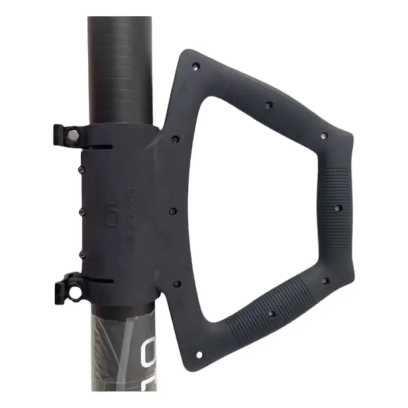 Black ergonomischer gardiner haltegriff mit schnellspanner und texturierter griffoberfläche zur sicheren befestigung am element 10 rohr