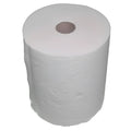 Eine weiße handtuchrolle mit spezialkern und 1-lagigem micromatic material mit papprolle