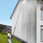 Schwarz-blauer druckwascherstab mit langem ausziehbarem griff für hermes fassadenrein hf1 plus 20 liter
