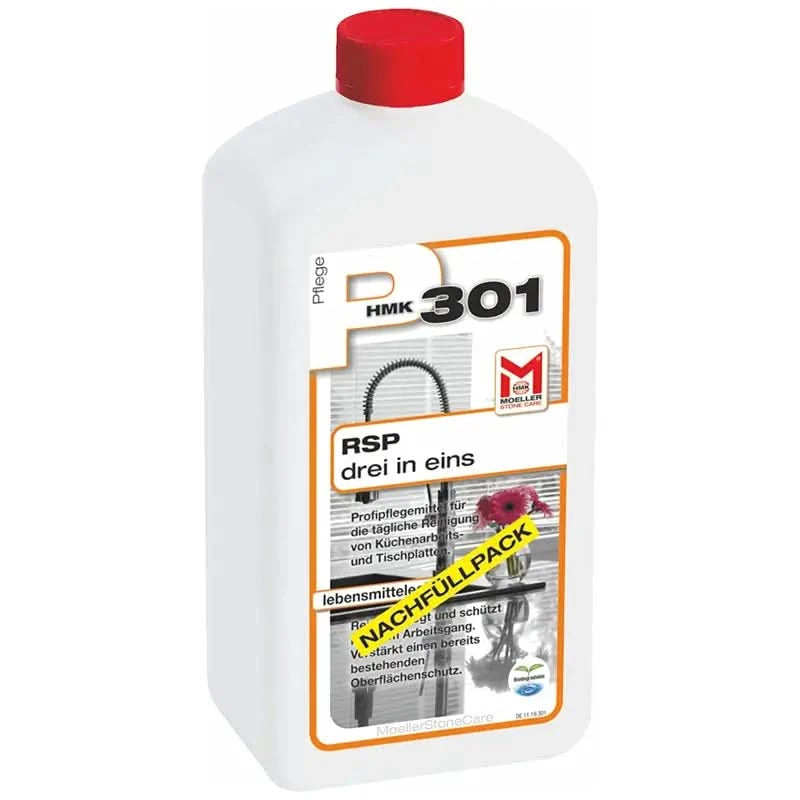 Weiße kunststoffflasche mit rotem deckel und orange umrandetem label mit hmk 301 schriftzug für hmk p301 rsp nachfüllpack