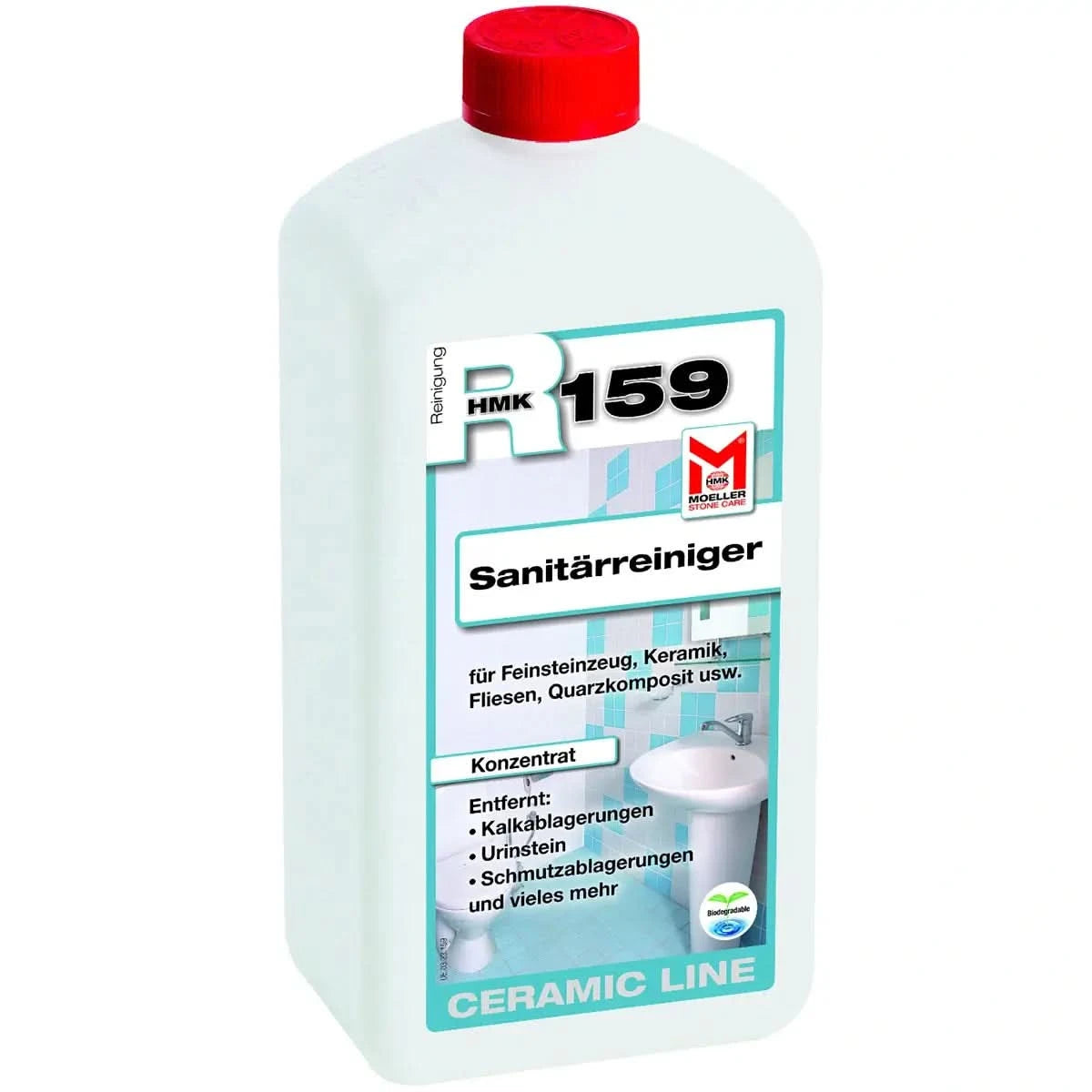 HMK R159 Sanitärreiniger 1l von HMK Möller-Stone-Care, effektives Reinigungsmittel für Sanitärbereiche und Keramikflächen