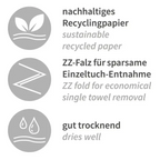 HygoClean 2-lagig recyclingpapier papierhandtücher mit zz-falzung für sparsame entnahme und gute trocknung in weiß