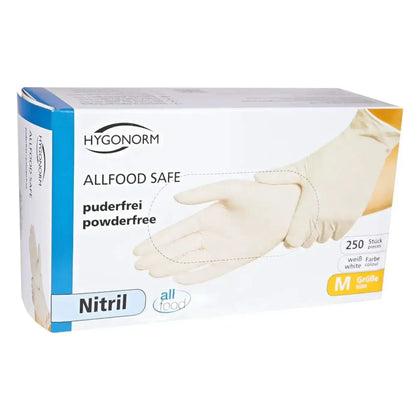Guanti in nitrile Hygonorm "Allfood Safe" bianchi 250 pezzi