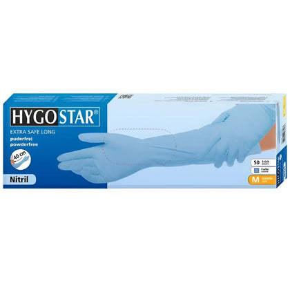 Hygostar "Extra Safe Superlong" Guanti in nitrile blu 50 pezzi