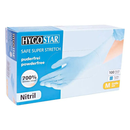 Hygostar Guanti in nitrile Safe Super Stretch Blu 100 pezzi