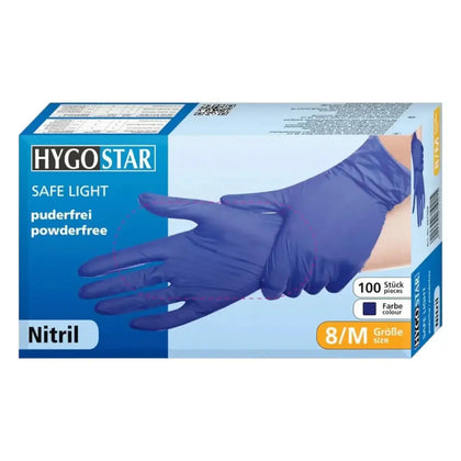 Hygostar "Safe Light" Guanti in nitrile blu scuro 100 pezzi