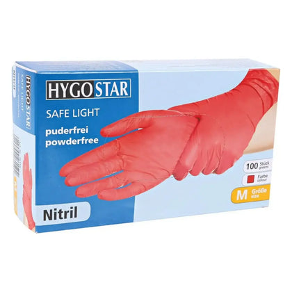 Hygostar "Safe Light" Guanti in nitrile rossi, 100 pezzi