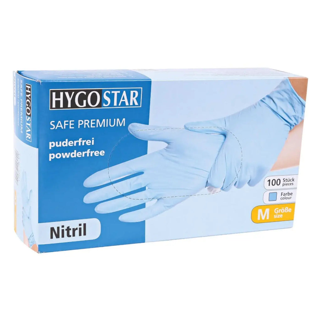 Hygostar safe premium nitril-handschuhe blau in größe m mit puderfreiem und robustem material im hygo star paket