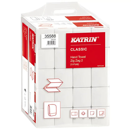 Katrin Classic Asciugamani di carta bianchi a 2 veli, piega a V/ZZ, 4000 fogli