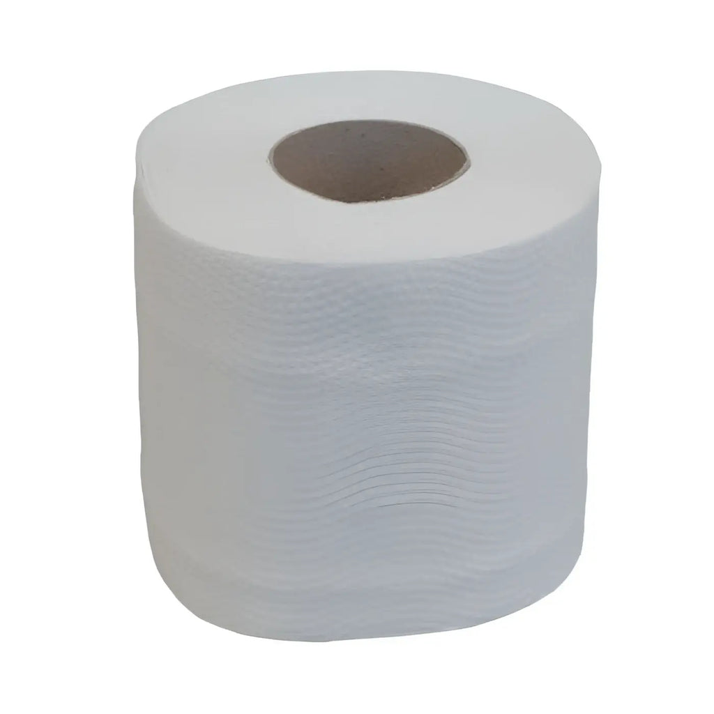 Ein standard weißes toilettenpapier mit braunem pappröhrchen katrin toilettenpapier 250 blatt naturweiß 2-lagig