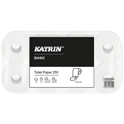 Katrin Carta Igienica 250 Fogli Bianco Naturale 2 veli 8x8 Rotoli