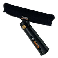Black mayhner squeegee with soft fuzzy rubber head and sturdy plastic handle from maykker handy sleeve complete träger kletthülle