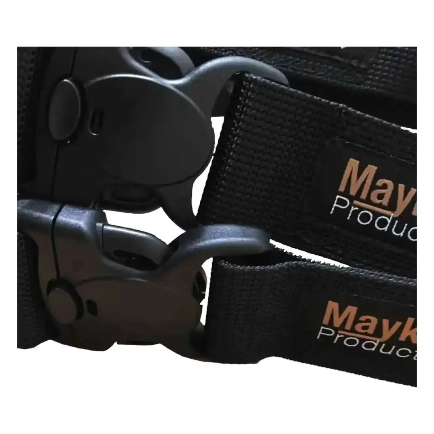 Schwarzer mayk products gürtel mit matter schwarzer kunststoffschnalle aus webstoff für den maykker tridentbelt