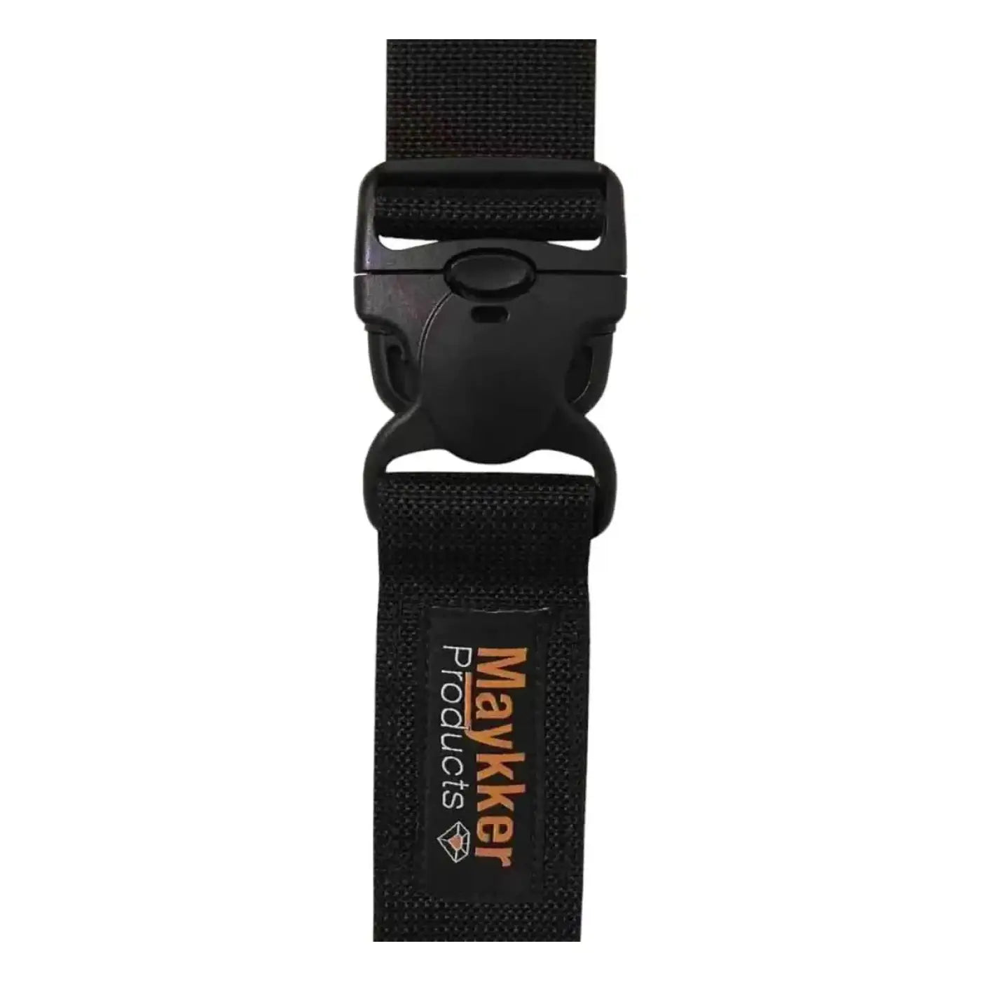 Schwarzer maykkrer tridentbelt gürtel mit verstellbarem riemen und robustem kunststoffverschluss sichtbar auf der rückseite