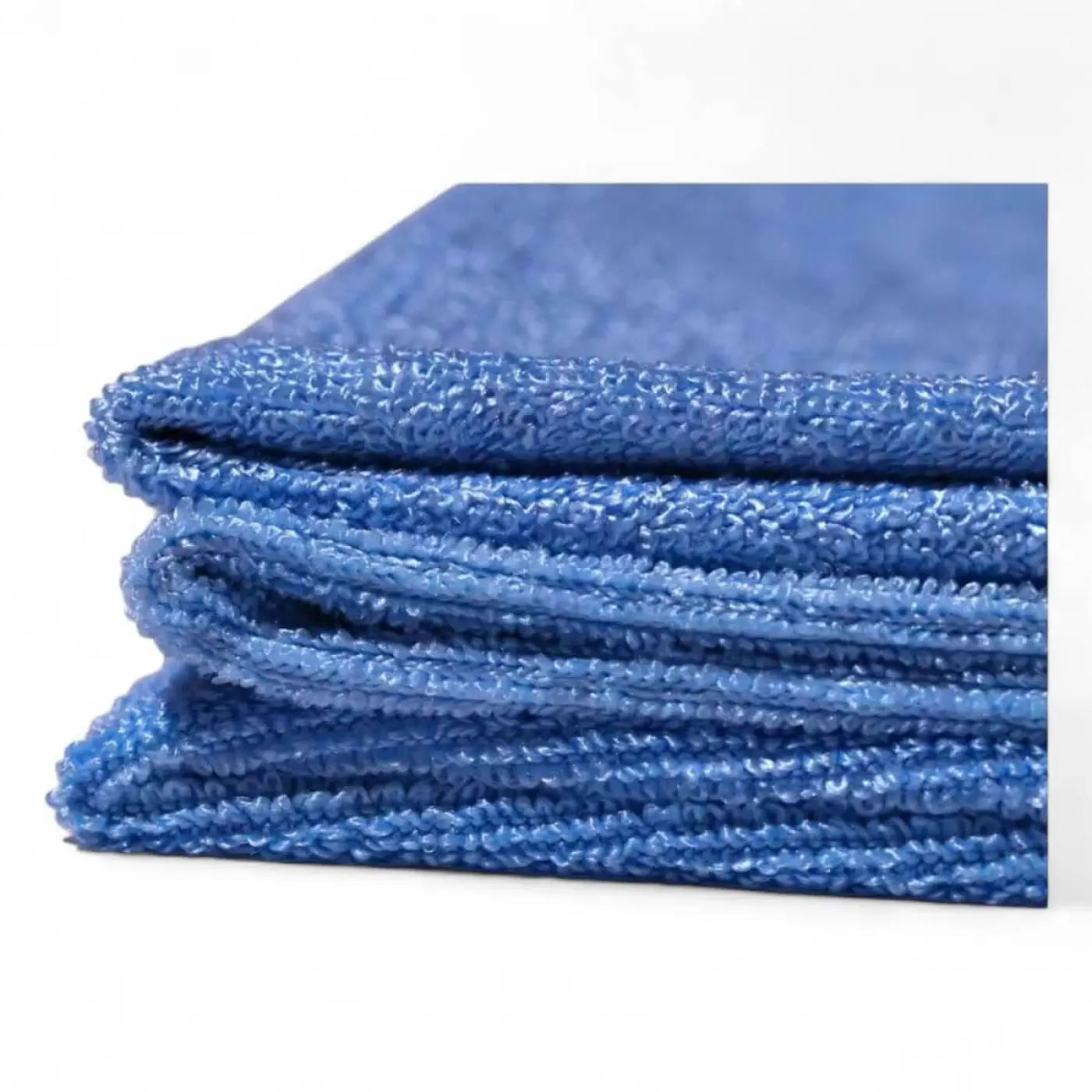 Stack von blauen mikrofasertüchern mit weicher, strukturierter oberfläche von milury premium 10 stück