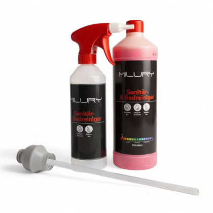 Milury detergente per sanitari e bagno con flacone spray e pratica sfera dosatrice da 20 ml